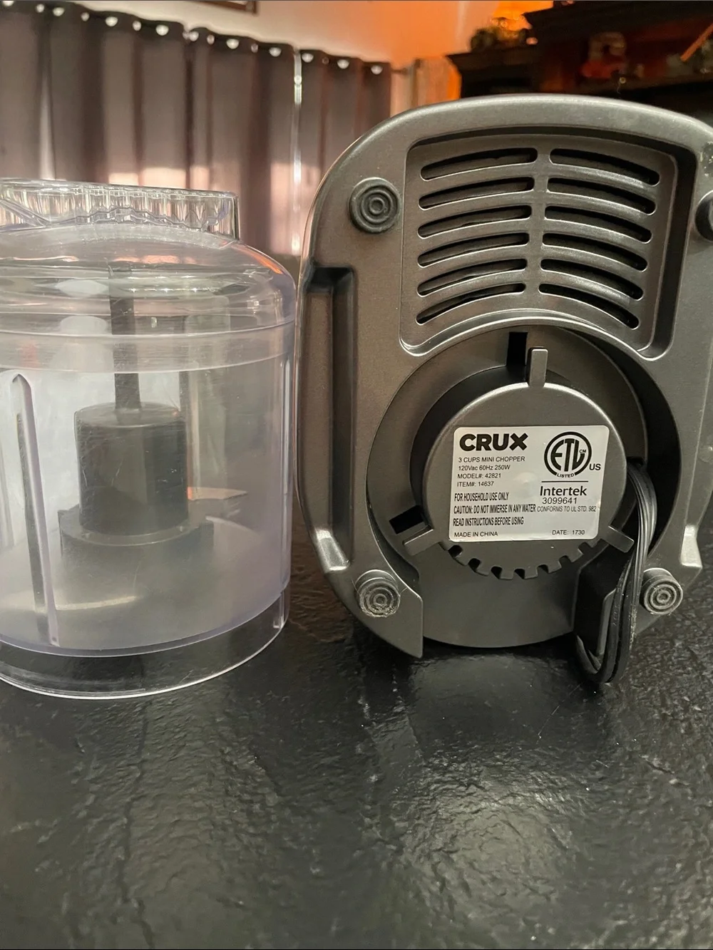 Crux 3-Cup Mini Food Chopper & Puree - Gray 7x10 no box